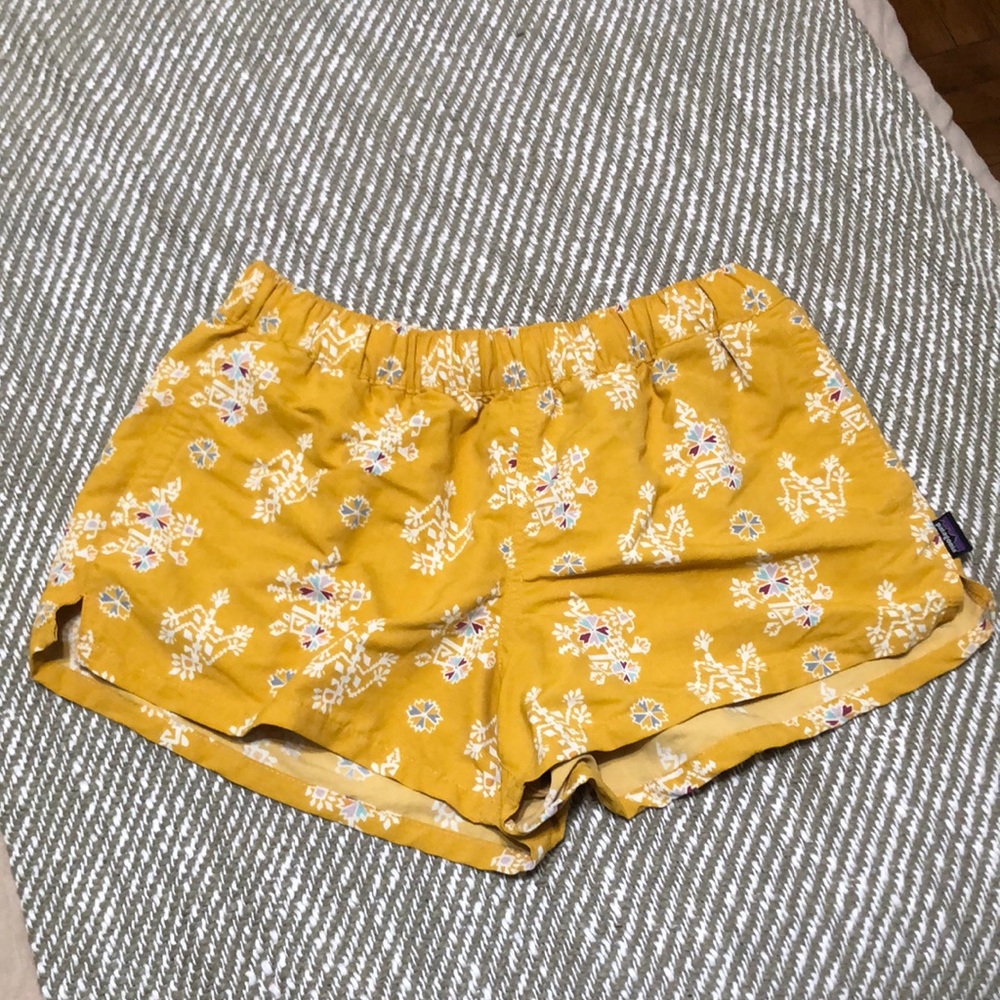 XS Patagonia Barely Baggies Yellow Geometric Pattern